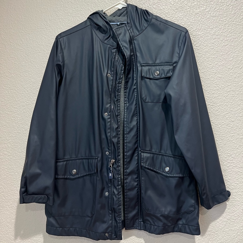Gap Kids Blue Hooded Raincoat, L (10)